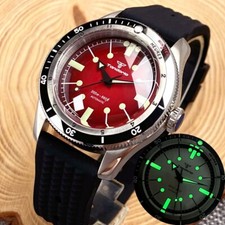 40mm 200M WR Watch For Men Japan NH35 Automatic Red Dial Green Luminous Marks
