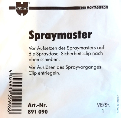 Wurth Satin Black 400ml Spray Can Chassis Black RAL9005 Plus Wurth Spraymaster 2 Wurth Satin Black 400ml Spray Can Chassis Black RAL9005 Plus Wurth Spraymaster 2