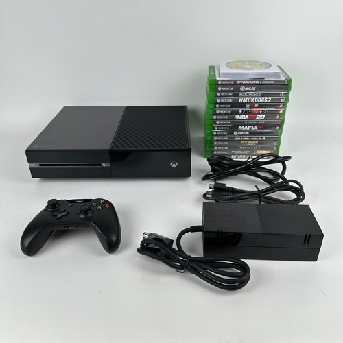 Xbox One 500GB Schwarz Konsole System Model 1540 mit Controller, Kabeln & 22 Spielen - Bild 1 von 23