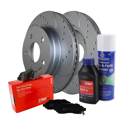 Front Brake Kit 336mm Drilled Disc Rotors & TRW Metallic Pads For Dodge Ram 1500