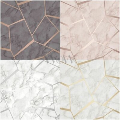 FINE DECOR FRACTAL MARBLE GEOMETRIC METALLIC WALLPAPER