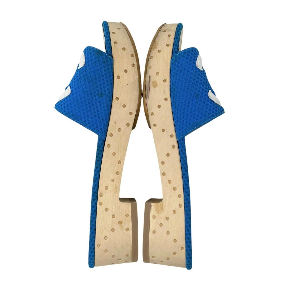 CHANEL Vintage CC Mark Logo Sandals #36.5-37 Mesh Blue White