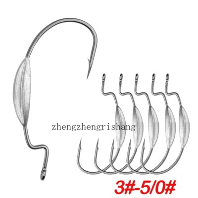20pcs Weighted Wide Gap Offset Worm Hooks Weedless Soft Lures Bait Hook 3#-5/0#