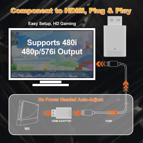 Wii TO HDMI Adapter Converter Audio Video HD Output D3P7 - Photo 8/9