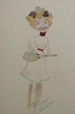 ANTIQUE PAINTING PAUL LEPAGE PORTRAIT RARE 1903  ART DECO ILLUSTRATIONS WOMEN