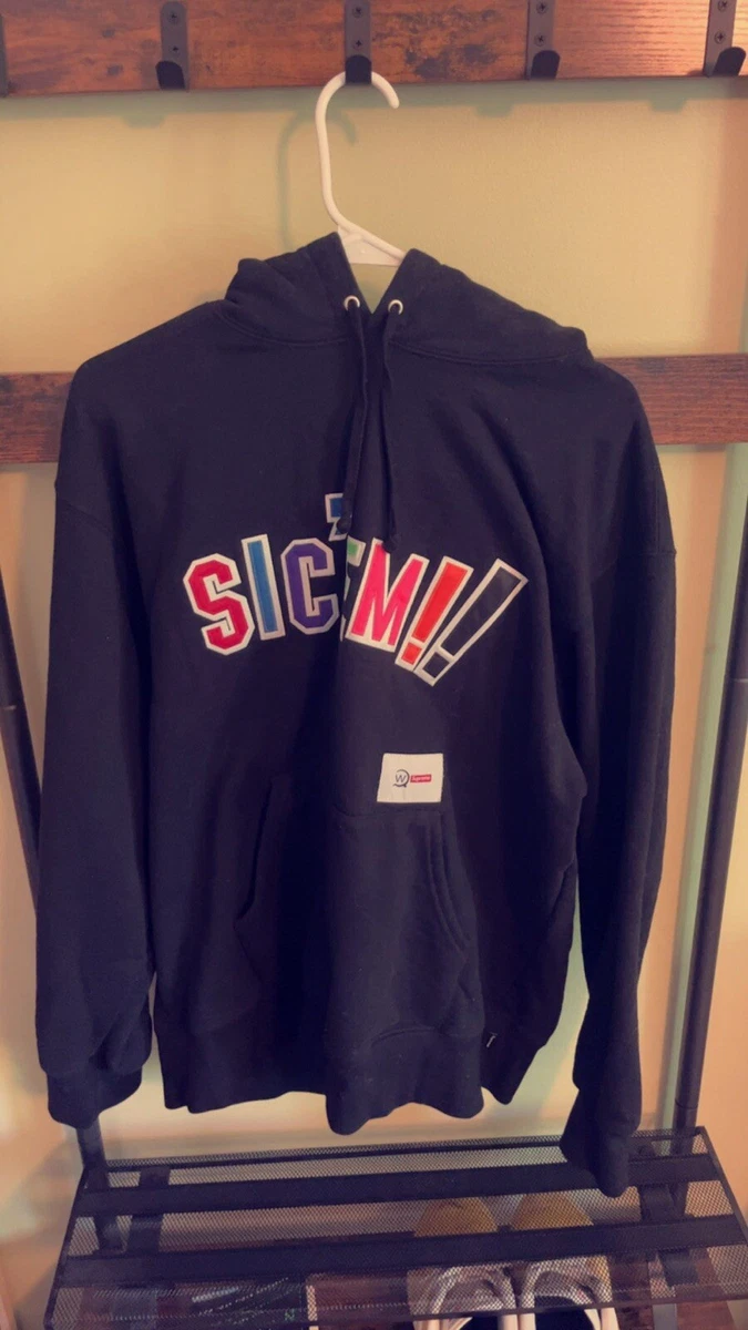 Supreme x WTAPS - Sic’em Stitched Black Multicolor Neon Hoodie Rare Vintage