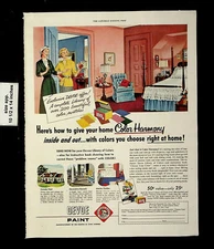 1951 Devoe Paint Varnish Color Harmony Home Decor Vintage Print Ad 22594