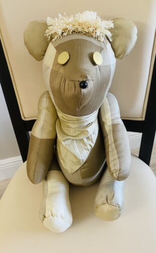 TEDDY BEAR Tan Taffetas Jointed Arms + Legs 19”Custom Hand Made Beautiful Preown