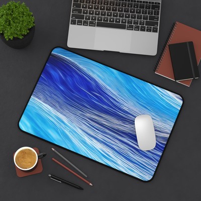 Ocean Waves Desk Mat | Serene Blue Wave Design | Calming Workspace Decor