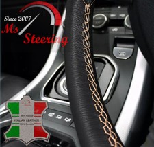 FOR ISUZU TROOPER 96-02 BLACK LEATHER STEERING WHEEL COVER, BEIGE STIT