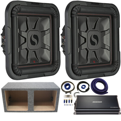 Kicker L7 10'' 1000W Subwoofers 46L7T102 w/ Sealed Sub Box & CXA1800 Stereo Amp