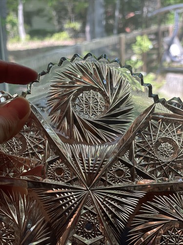 ABP American Cut Glass Butter Dome Dish Lid Pinwheel Hobstar Ozone Flashy - Picture 10 of 18