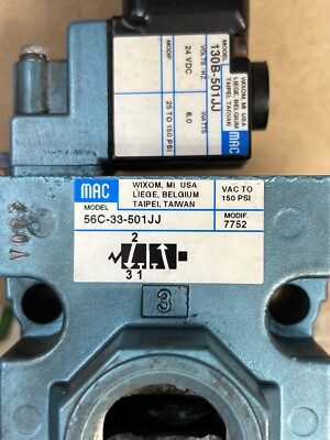 MAC 56C-33-501JJ Solenoid Valve, w/ Nylon Filter + Manifold Valve