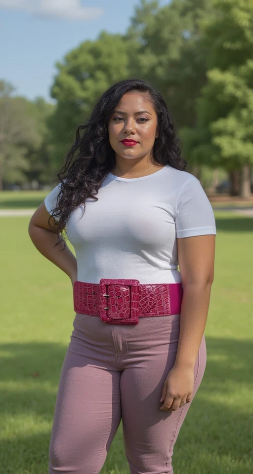 Mujeres Rosa Ancho Elástico Cintura Moda Cinturón Hebilla Cuadrada Talla Grande M L XL Foto 4 de 4