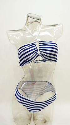 YMI Navy Stripe 2-Piece Bikini Top & Bottom Set Swimwear Juniors Ladies Small