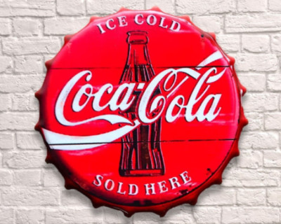 Coca Cola Schild Vintage Retro Wandaufsteller Metall Flaschenverschluss Coke Vintage rot 30cm