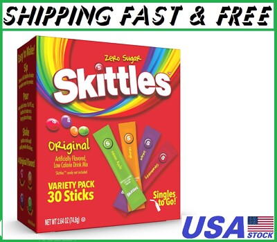 Skittles Singles to Go Drink Mix Variety Pack 30-CT WITH 4 Flavors.