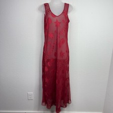 Victorias Secret Nightgown Womens M Red VTG 80s Sheer Lace Star Fairy Romantic