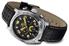 FIREFOX BATTLESHIP Chronograph Herrenuhr Leder schwarz gelb 10 ATM wasserdicht