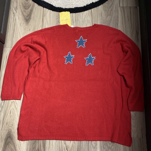 Unworn Quacker Factory Star Red White Blue Women's 3X Sweater Patriotic 4th July - Picture 8 of 9