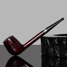 MUXIANG Handmade Briar Canadian Pipe Smooth Tobacco Pipe Straight Vulcanite Stem