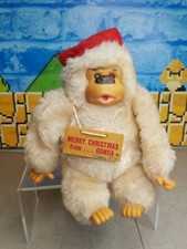 Russ Gonga Santa Thumb Sucking Cream Gorilla Plush Stuffed Toy Christmas Sign 9"
