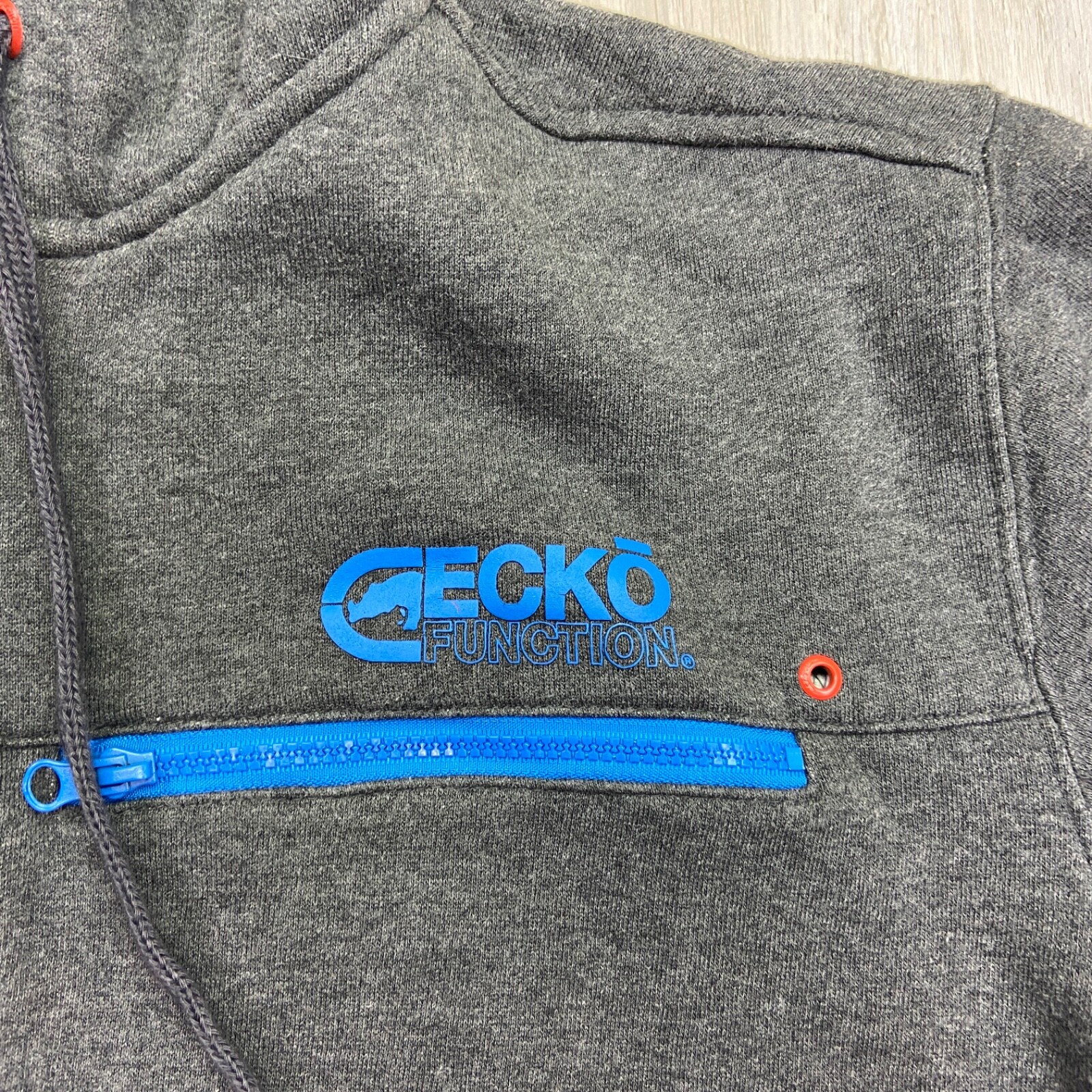 Ecko Function Sweater Mens Small Gray Blue Hooded… - image 4