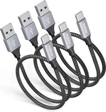 Short USB C Cable 1.5FT [3Pack], 3A Fast Charging USB a to Type C Charger Cord B