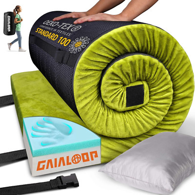 3'' Thick Memory Foam Camping Mattress - Portable Roll-Up Futon for Sleepovers