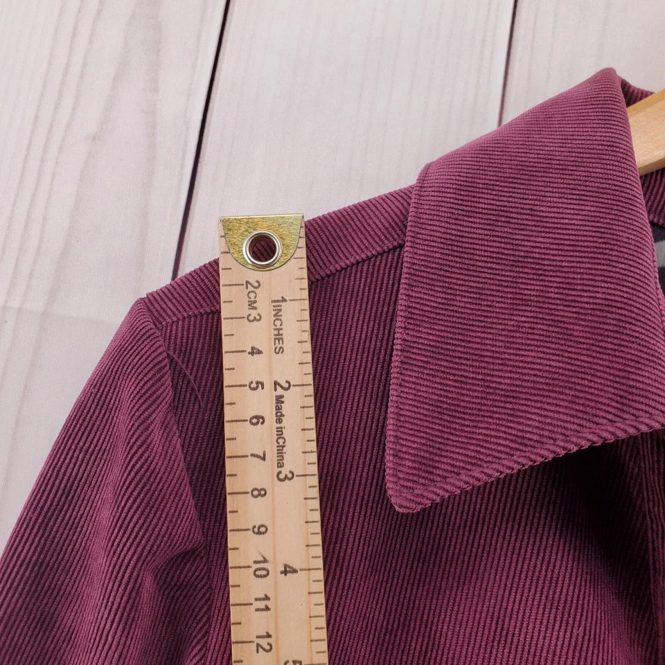 Lamb Blazer Jacket Women Large Corduroy Purple Vintage Y2K Military Buttons - Image 3 of 4