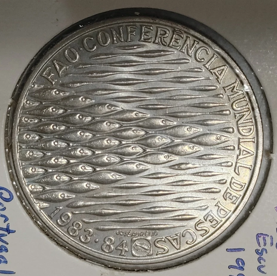 Portugal 250 escudos - 1984 - Conferencia mundial de pesca FAO (en su cartera) - Image 3 of 4