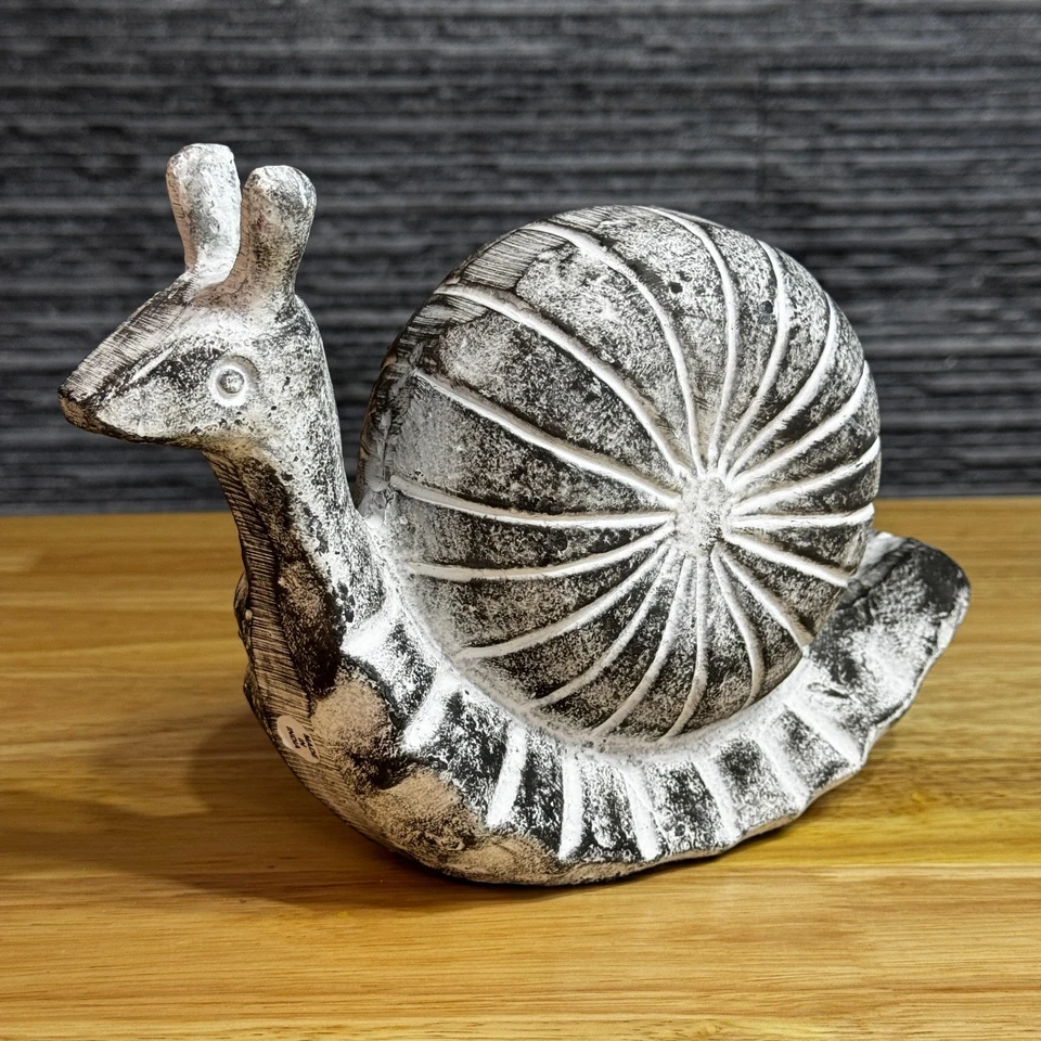 Estátua de caracol de cimento vintage feita à mão enfeite de jardim decoração de pedra rústica década de 1990 - Imagem 3 de 3
