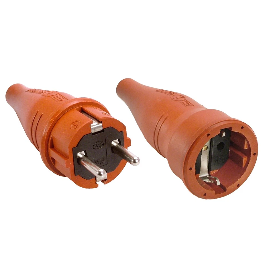 AS - SCHWABE Gummi-Stecker Gummi-Kupplung Schuko Schutzkontakt Stecker 230V IP44