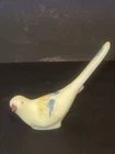 Fenton Light Green Satin Frosted Glass Bird Figurine Handpainted Signed