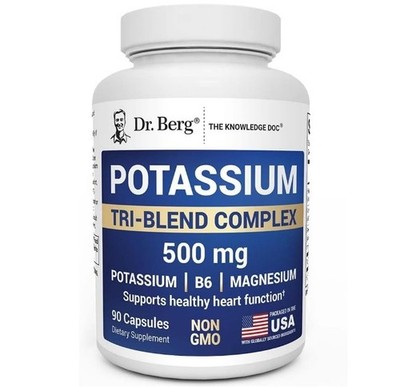 Dr. Berg Potassium Tri-Blend Complex 500 mg, with Magnesium, 90 Capsules