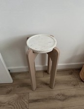 Homesense Marble Top Mini Side Table Stand White Beige