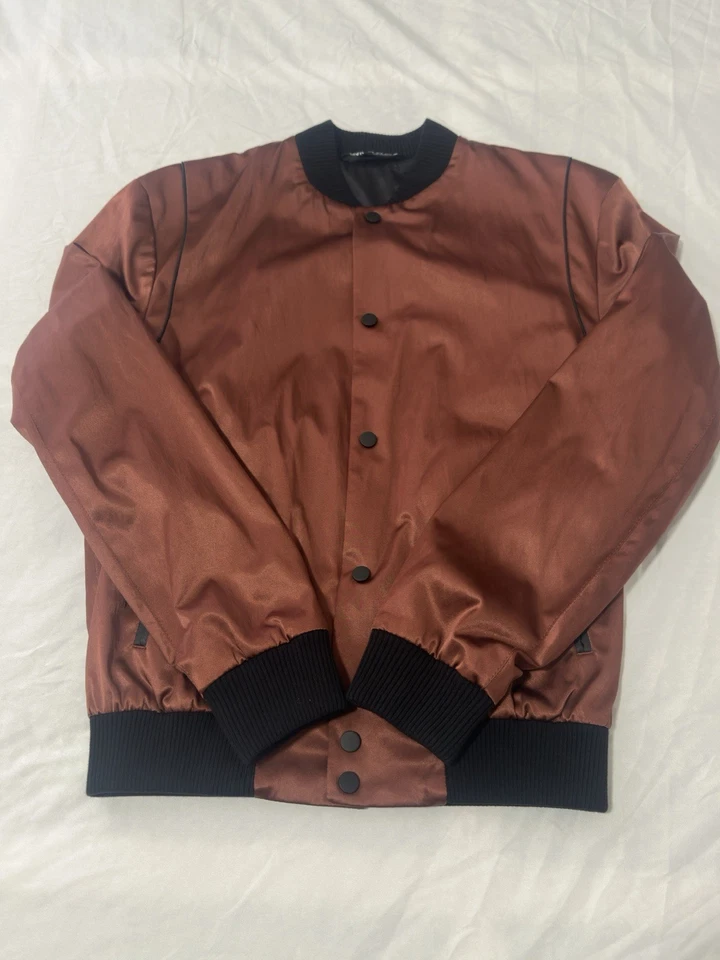 Zara Men's Satin Bomber Jacket Red Size M - Image 2 of 4