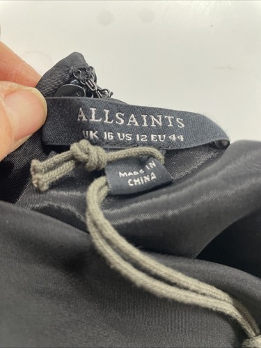 Allsaints Alaya Dress Midi Silk Size 16 Uk Black Chiffon All Saint BNWT RRP £399 - Picture 13 of 17