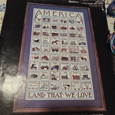 Janlynn Counted Cross Stitch #977-78 America Land That We Love 1988 Open Started