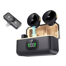 Magnetic Wireless Lavalier Mic for Android, iPhone 2 TX 1 RX Charging Case , ...