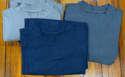 YZY Gap Yeezy Mock Neck Long Sleeve Shirt Men's Small Light Gray/Dk Gray/Blue