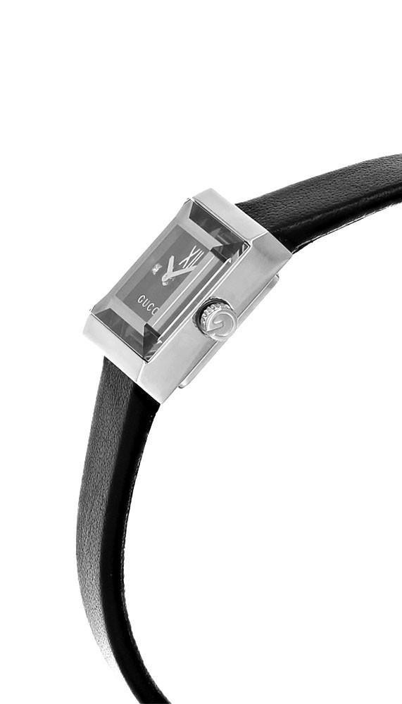 Gucci G-Frame Quartz SS 14x18mm Black Dial Leather Women's Watch