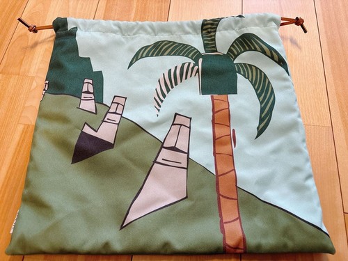 LOEWE Drawstring Pouch Palm Tree Moai Canvas Large Bag Authentic