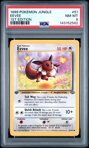 1999 POKEMON JUNGLE 1ST EDITION #51 EEVEE PSA 8