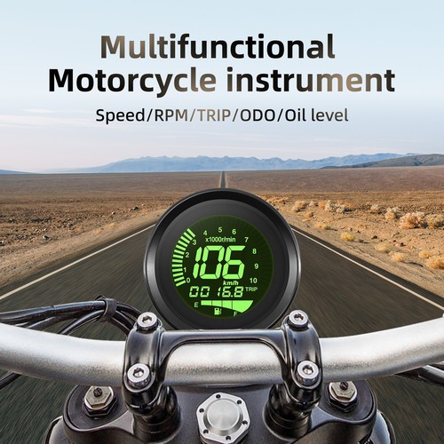 Motorcycle Speedometer Retro LCD Odometer Digital Fuel Meter Universal DC12V LED - Picture 18 of 18