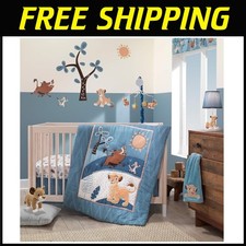 Lion King Adventure 3-Piece Baby Crib Bedding Set, Blue
