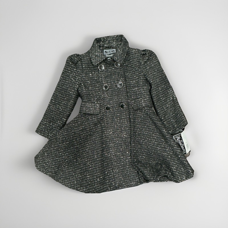 Rothschild Girl’s  Black & White Checked Tweed Mid-Length Overcoat