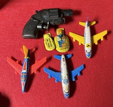 Vintage Litho Tin Toy Lot   Airplanes, Water Gun  Noise Makers   1950s Japan