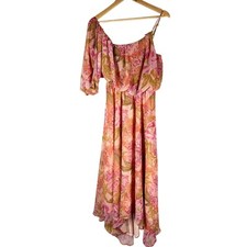 Show Me Your MuMu Garden Floral Pink One Shoulder Event Midi Dress XS