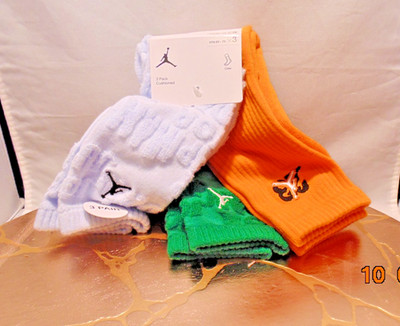 Jordan 23 Kids Crew Socks 3 Pair Size Youth 5Y-7Y - 2 Terry & 1 Ribbed Knit